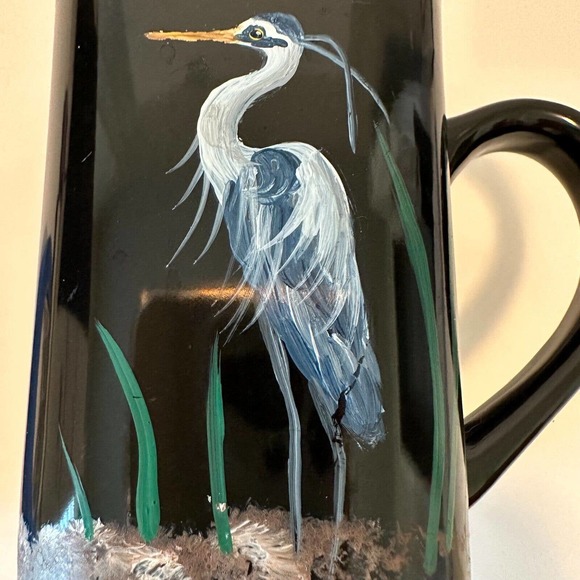 Royal Norfolk Coffee Mug/ Hand Painted Folk Art! Crane/Bird/wildlife. *RARE/NICE - Picture 3 of 10
